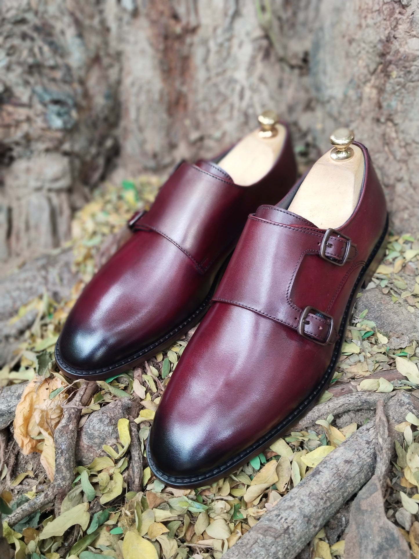 Double Monk in Burgundy Colour with Premium Leather & Tunith Sole