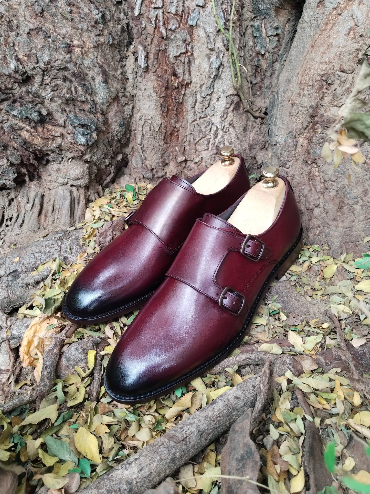 Double Monk in Burgundy Colour with Premium Leather & Tunith Sole