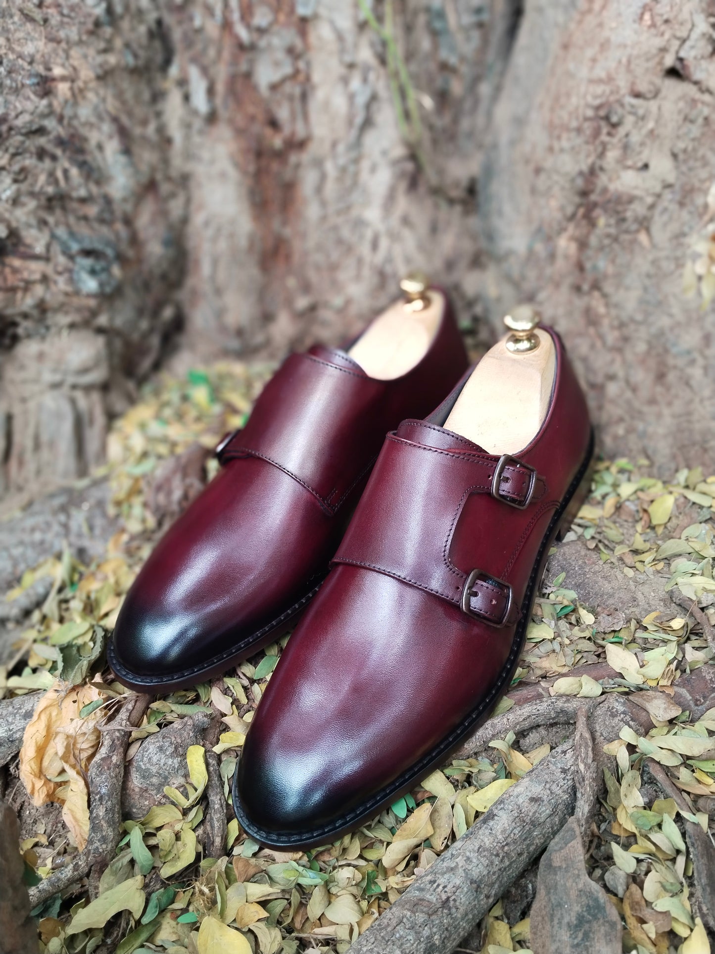 Double Monk in Burgundy Colour with Premium Leather & Tunith Sole