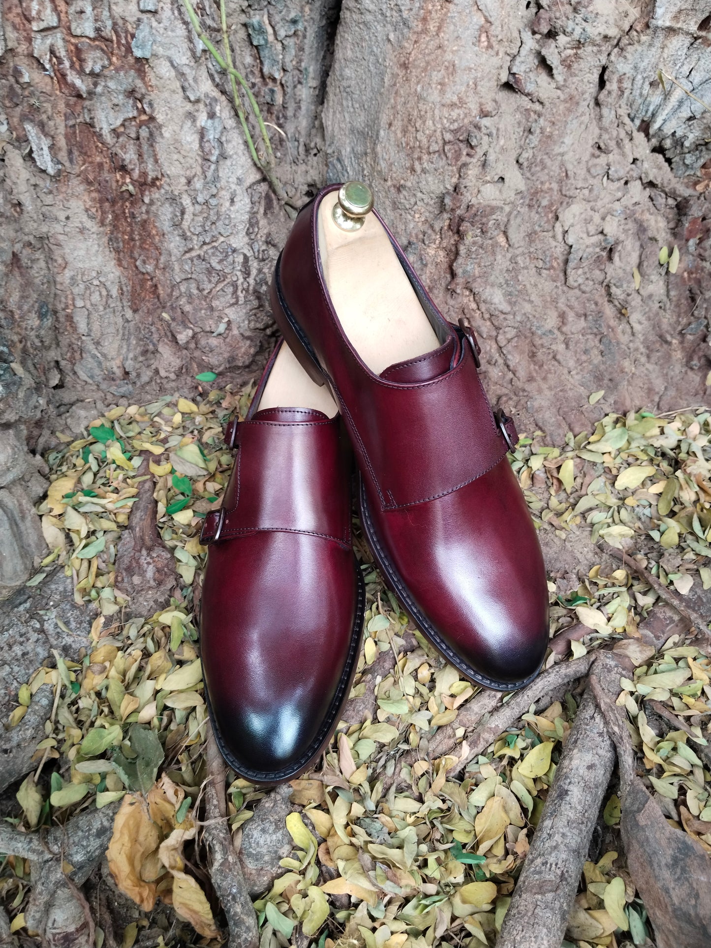 Double Monk in Burgundy Colour with Premium Leather & Tunith Sole
