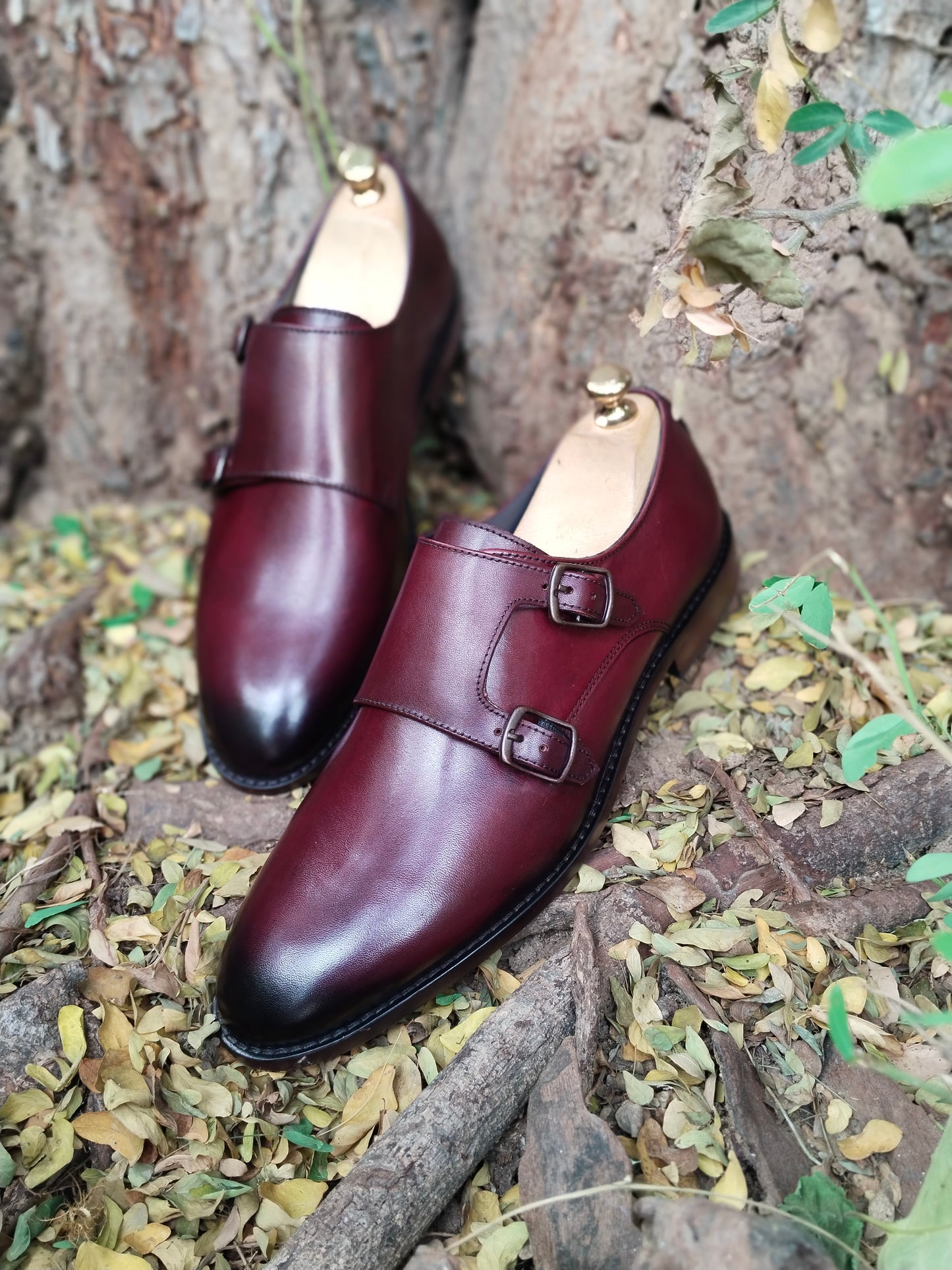 Double Monk in Burgundy Colour with Premium Leather & Tunith Sole