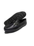 Black Top grain  leather Drivers with Buckle