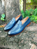 Blue Penny Loafer in Leather Sole