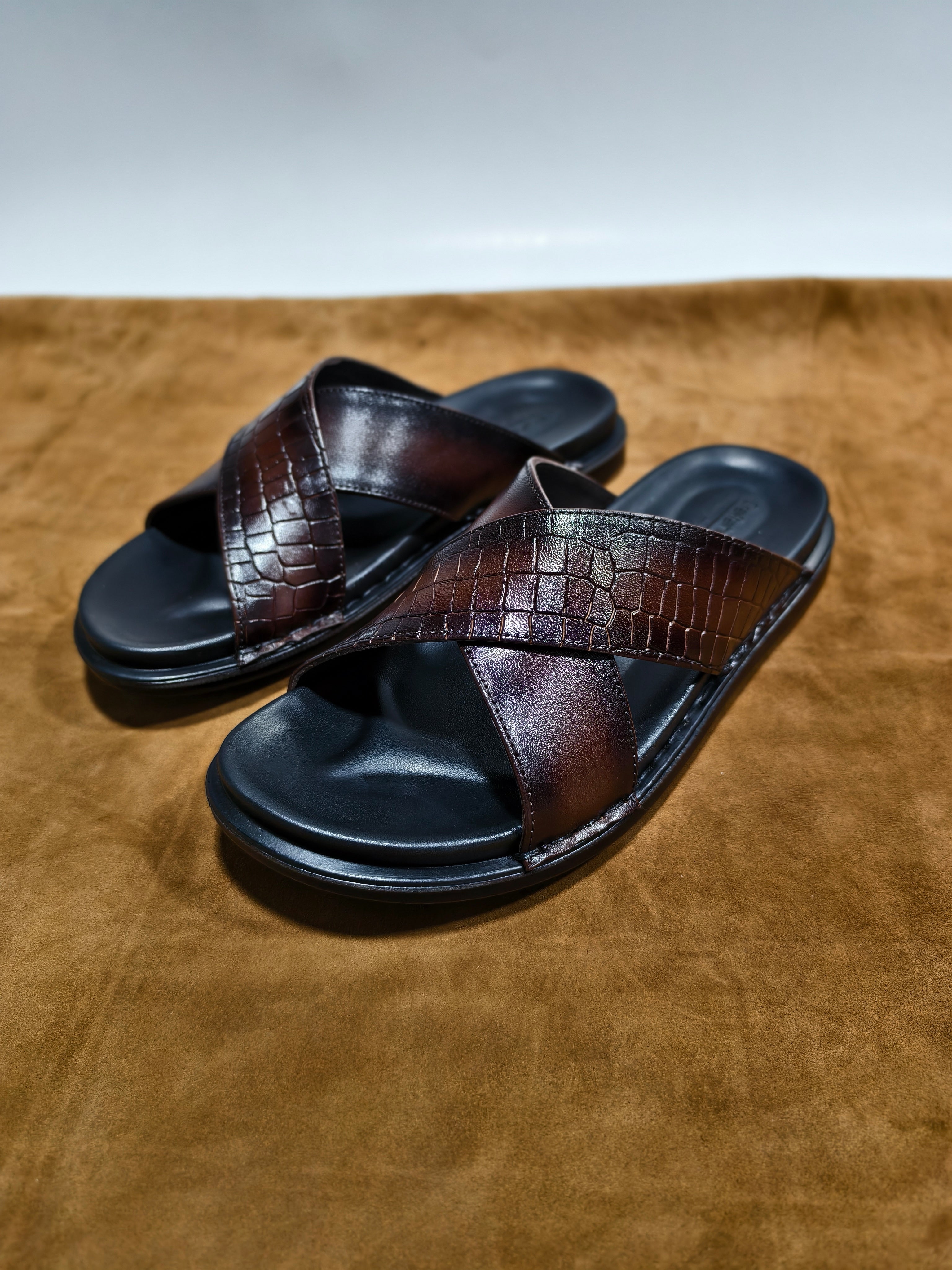 X slipper croco Brown