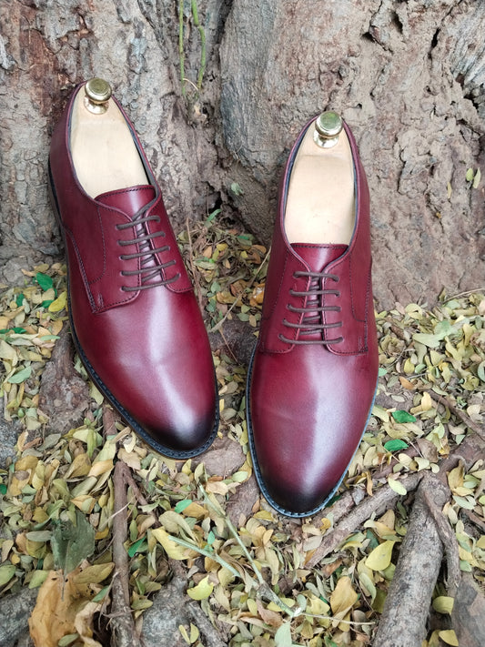 Burgundy Colour Derby in Premium Leather with Tunith Sole