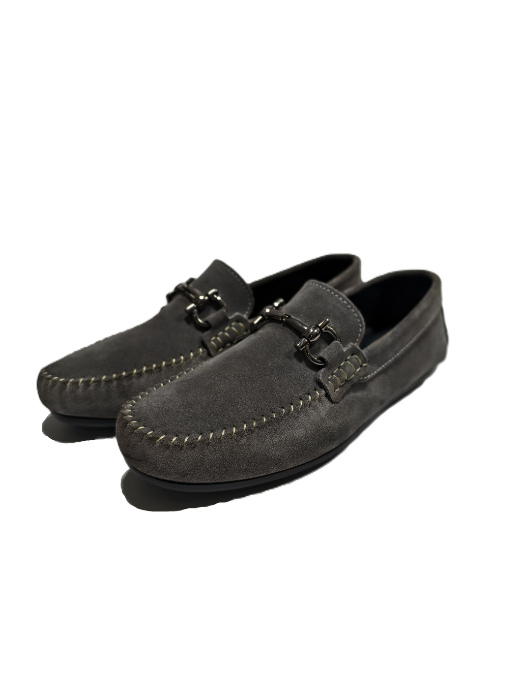 Grey suede leather Drivers with Buckle