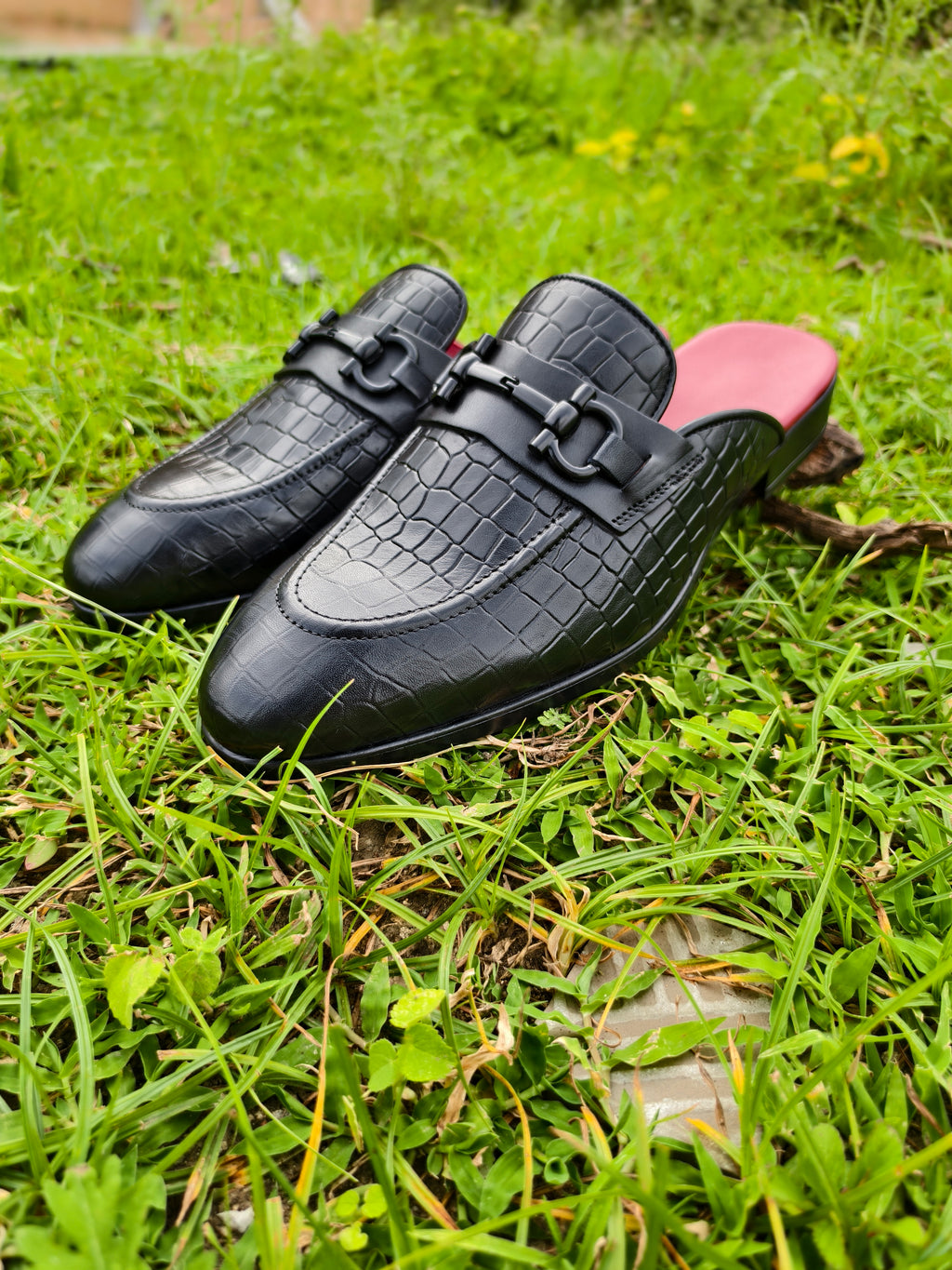 Mules Black Croco Print