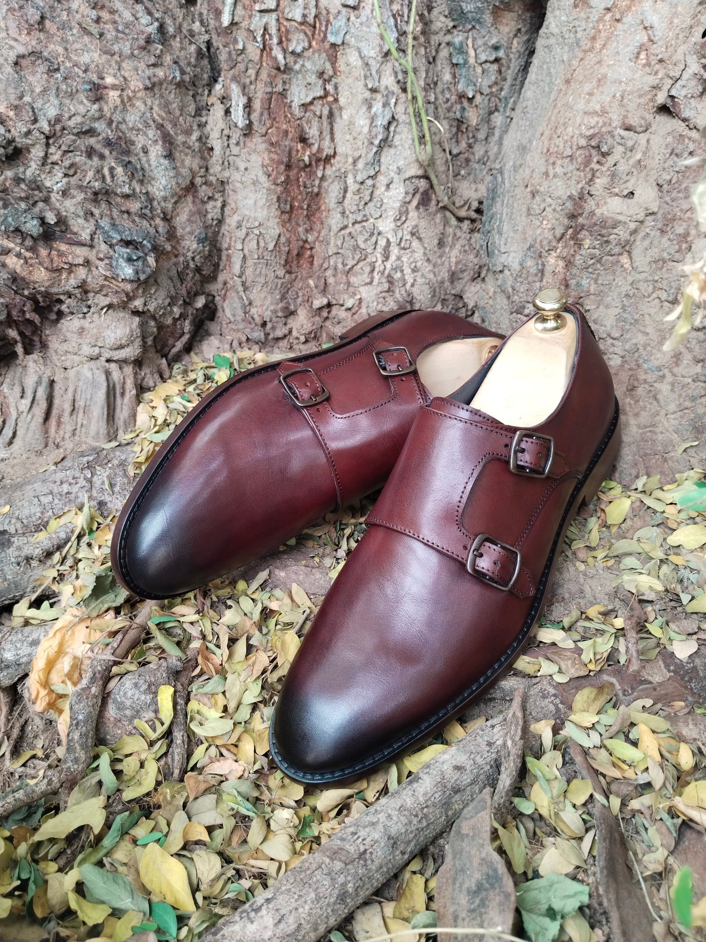 Double Monk Shoes BROWN colour in Tunith Sole