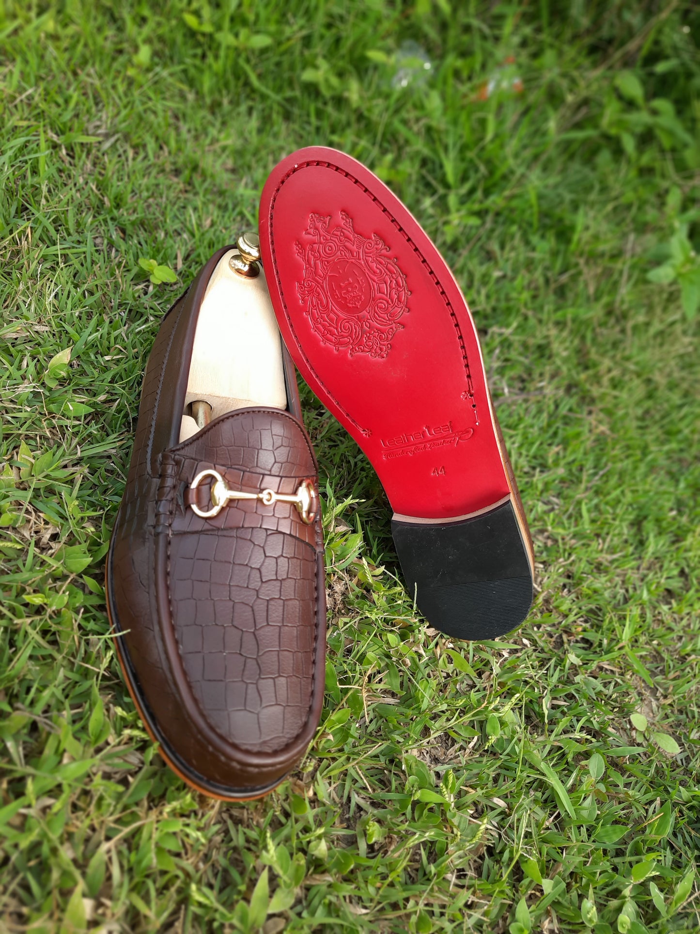 Moccasins Brown Crocodile Print in Leather Sole