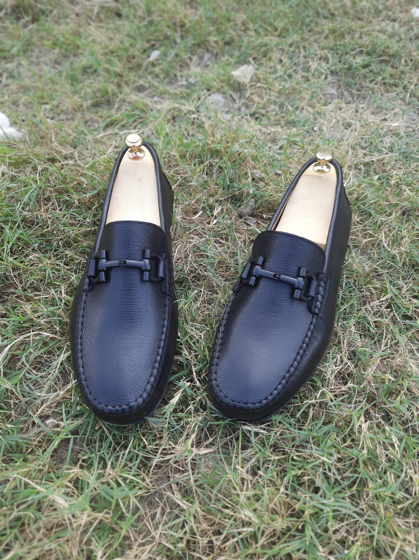 Black Milled Leather With Buckle Driving Shoe