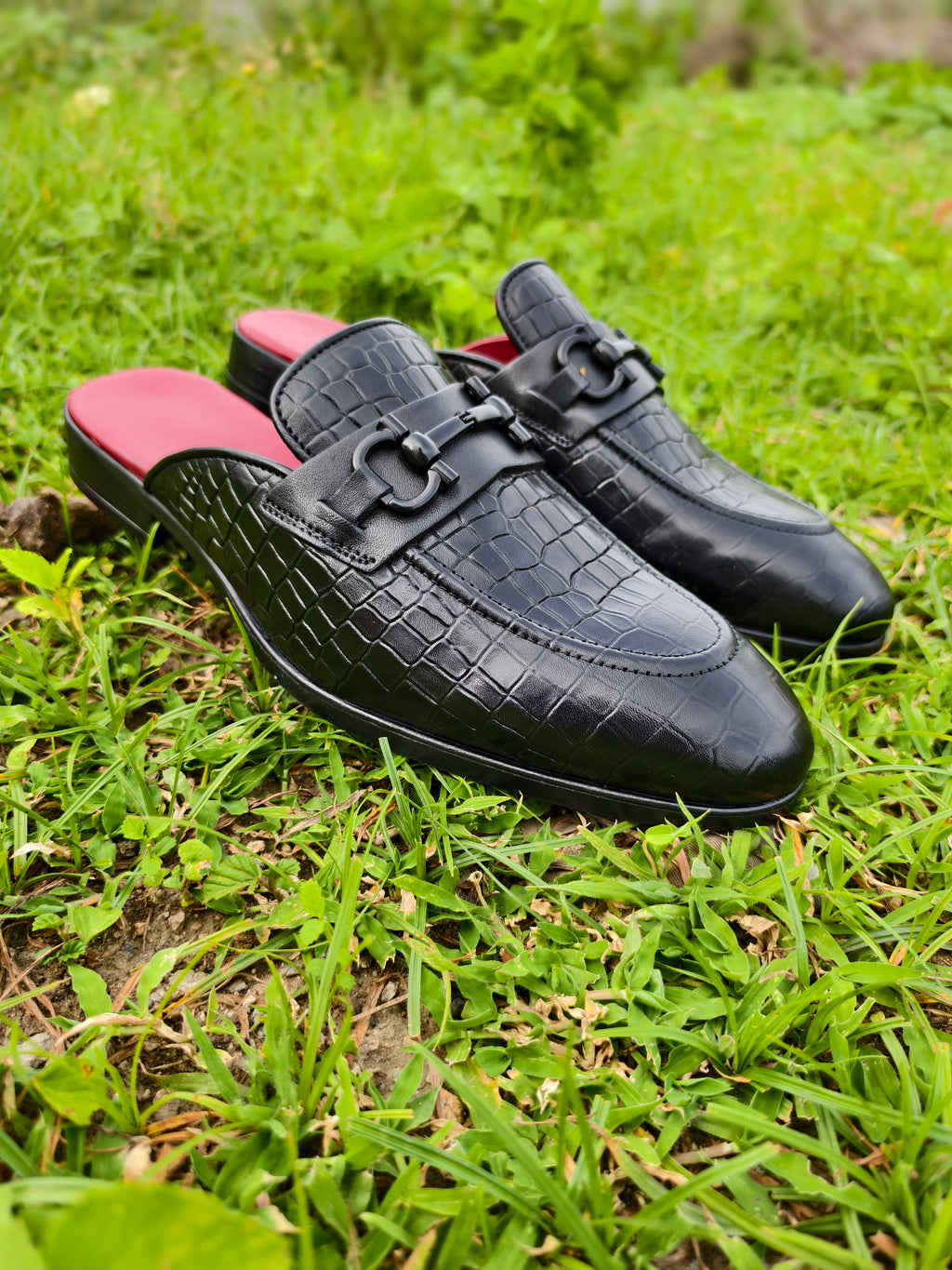 Mules Black Croco Print