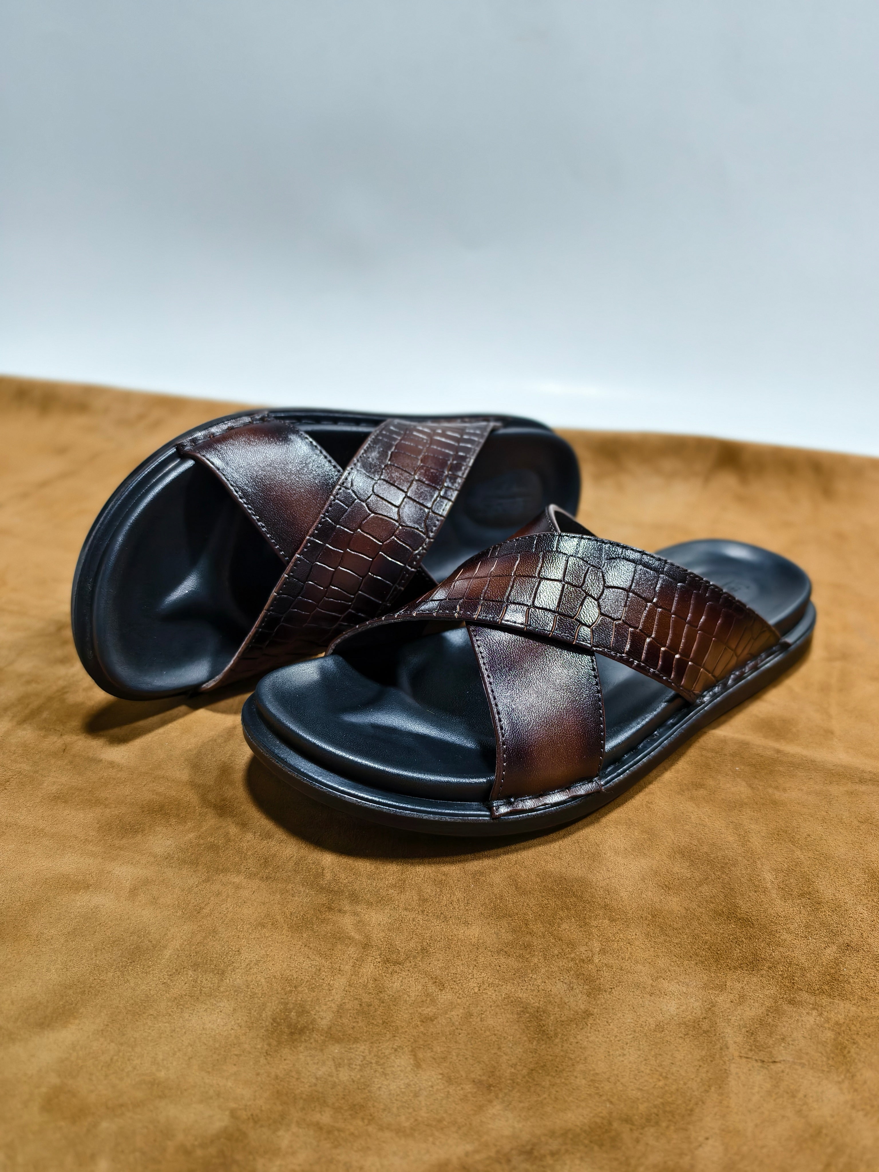 X slipper croco Brown