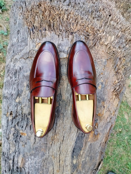 Brown Penny Loafers in Leather Sole