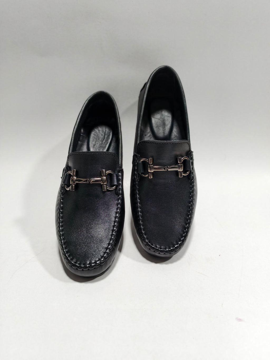 Black Top grain  leather Drivers with Buckle