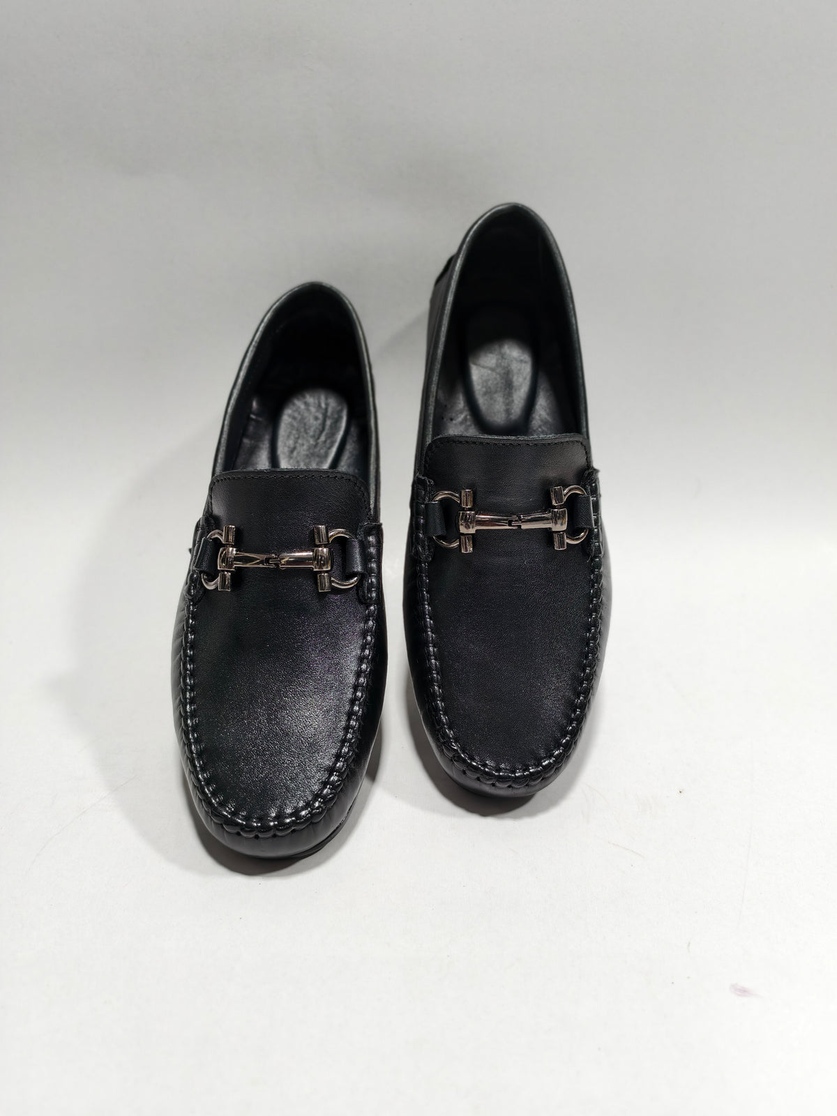 Black Top grain  leather Drivers with Buckle