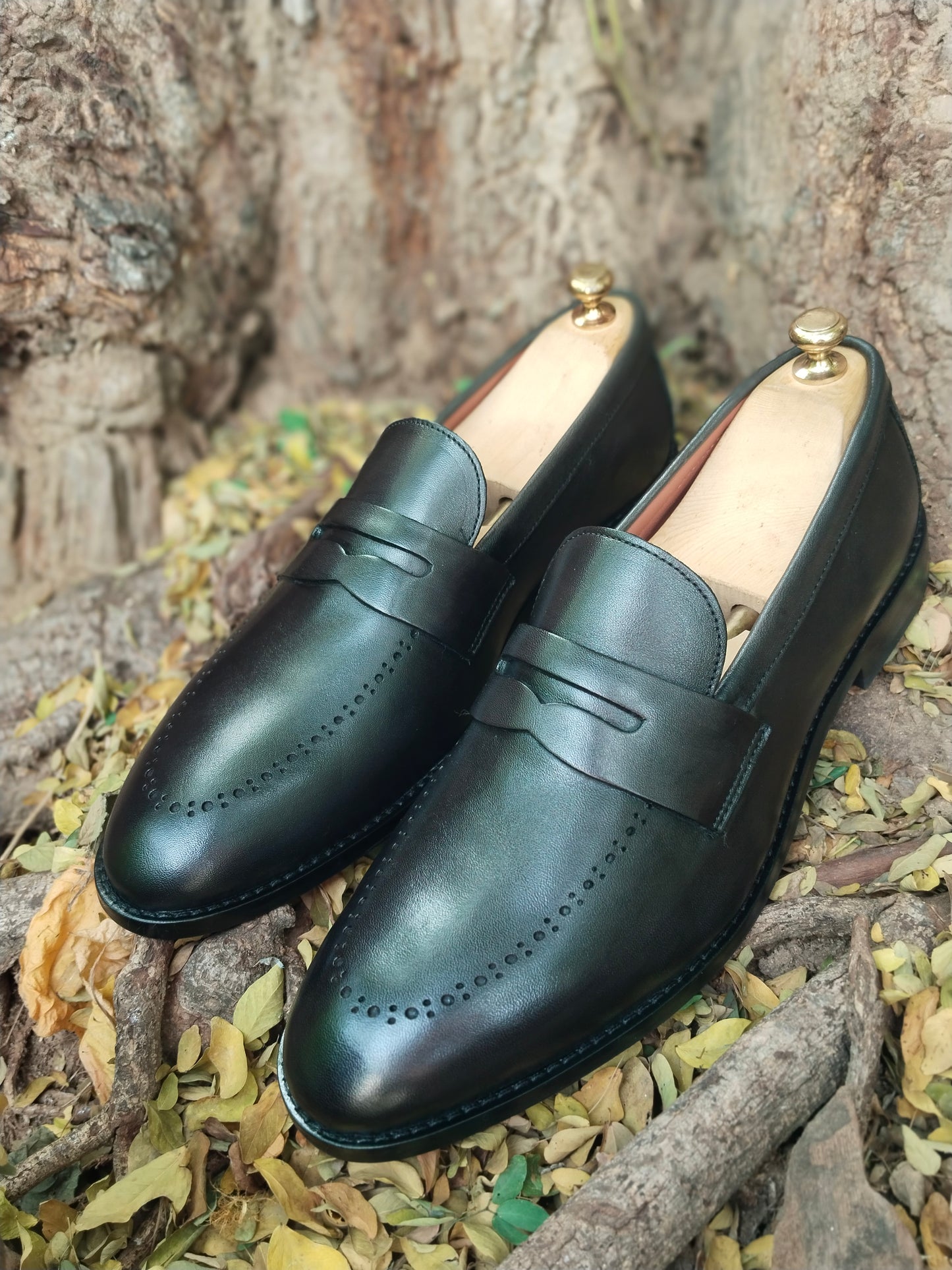 Penny Loafer Black  Colour With Brogues