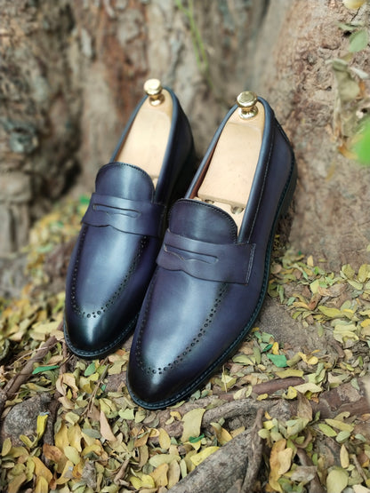 Penny Loafer in Grey Colour Patina Finished along with Brogues in Tunith Sole