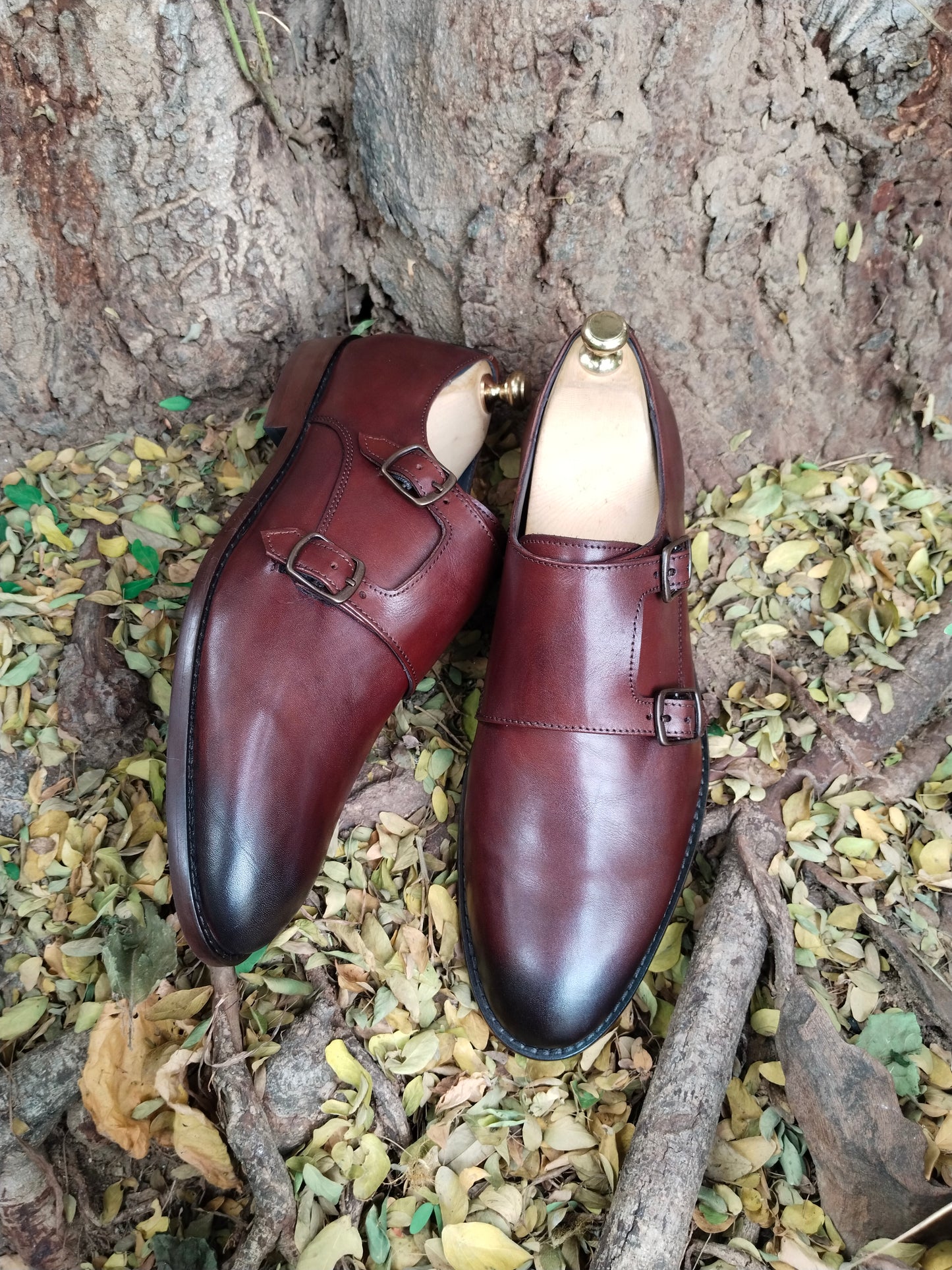 Double Monk Shoes BROWN colour in Tunith Sole