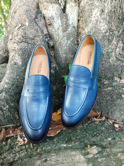 Blue Penny Loafer in Leather Sole