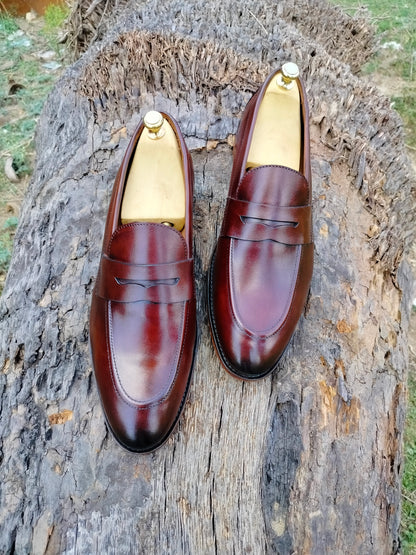 Brown Penny Loafers in Leather Sole