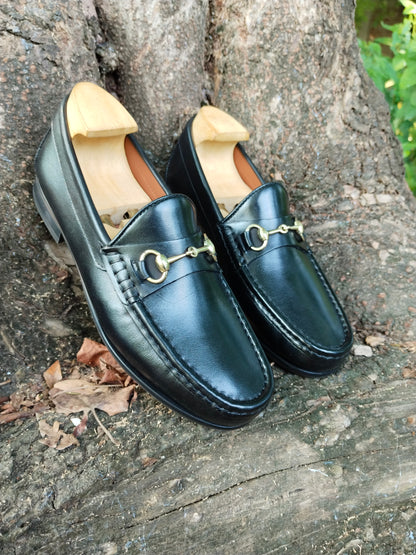 BLACK Moccasins in Leather Sole