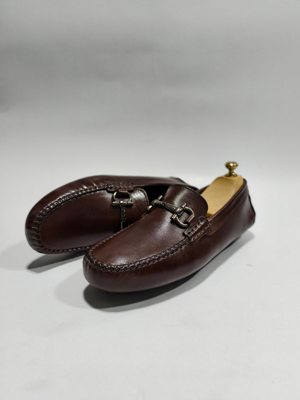Brown Top Grain leather Drivers with Buckle