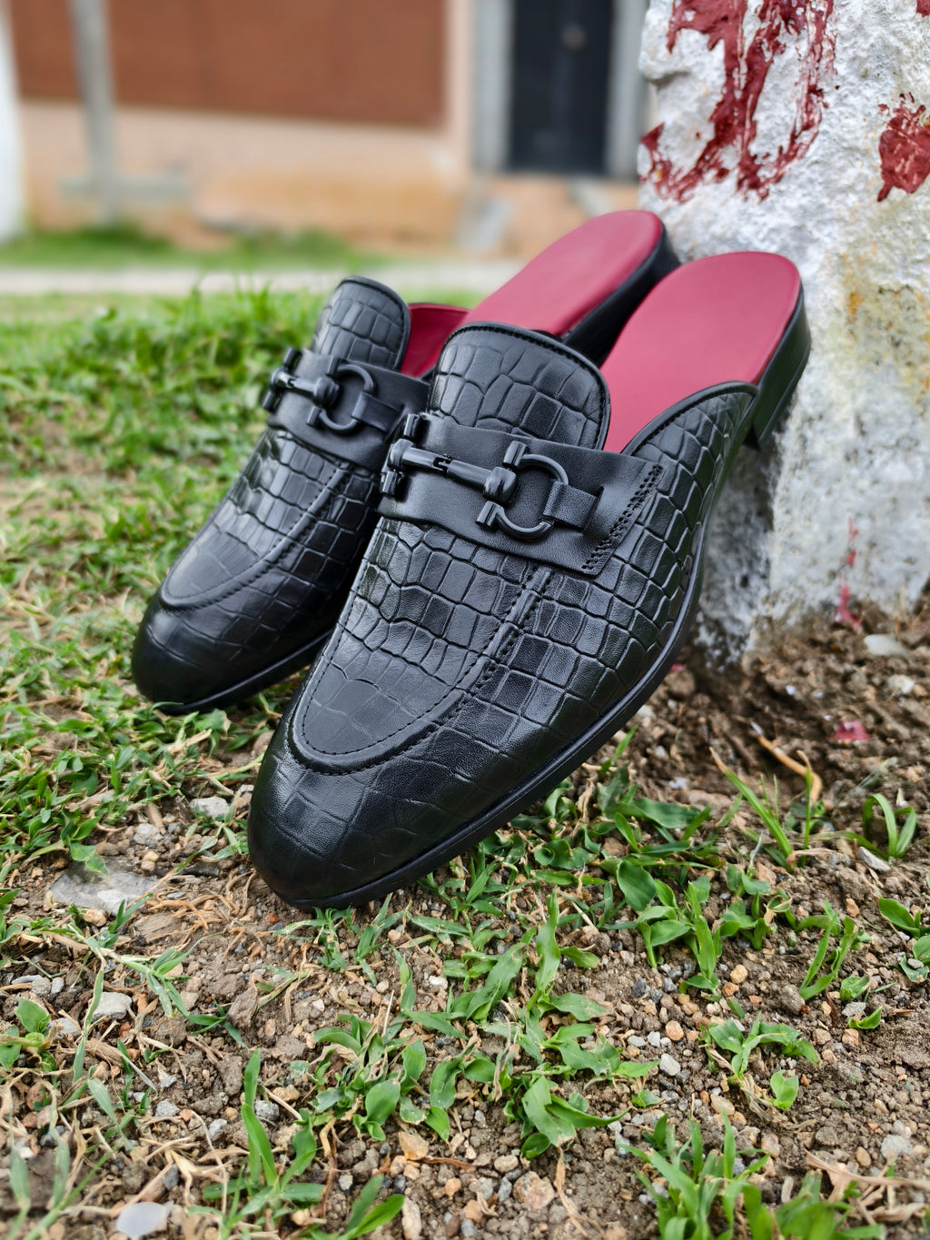 Mules Black Croco Print