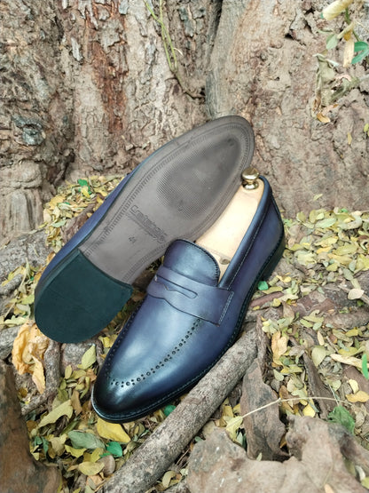 Penny Loafer in Grey Colour Patina Finished along with Brogues in Tunith Sole