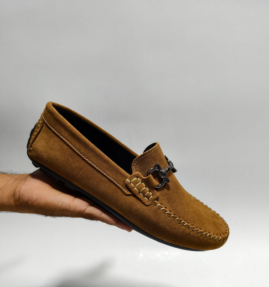 Tan suede leather Drivers with Buckle