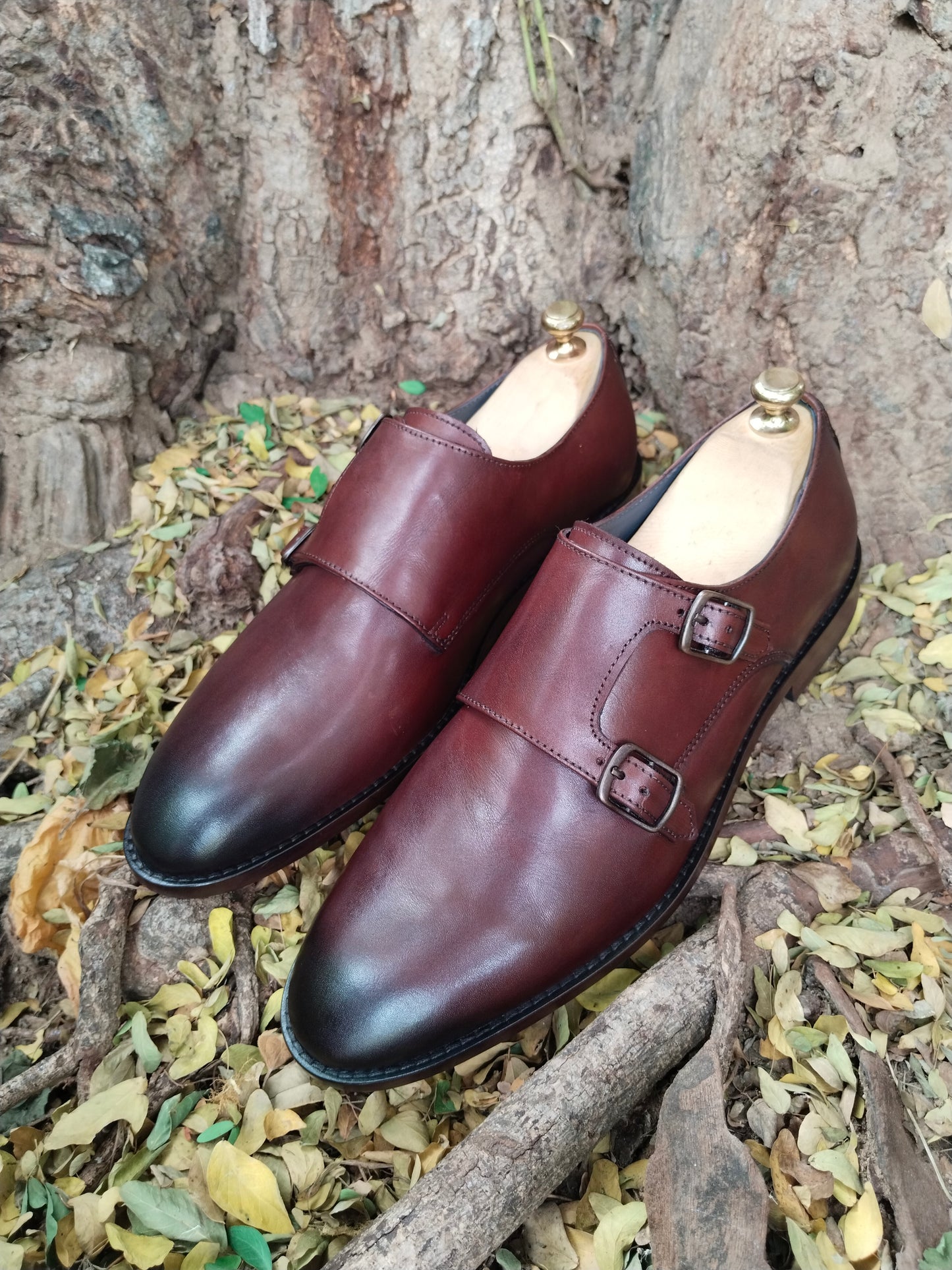 Double Monk Shoes BROWN colour in Tunith Sole
