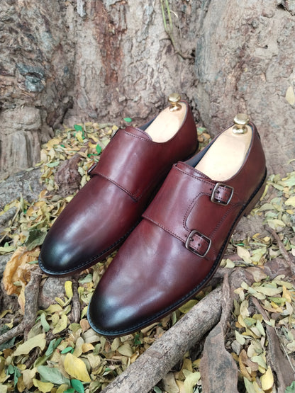 Double Monk Shoes BROWN colour in Tunith Sole