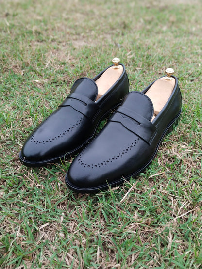 Black Penny Slip-on In Leather Sole