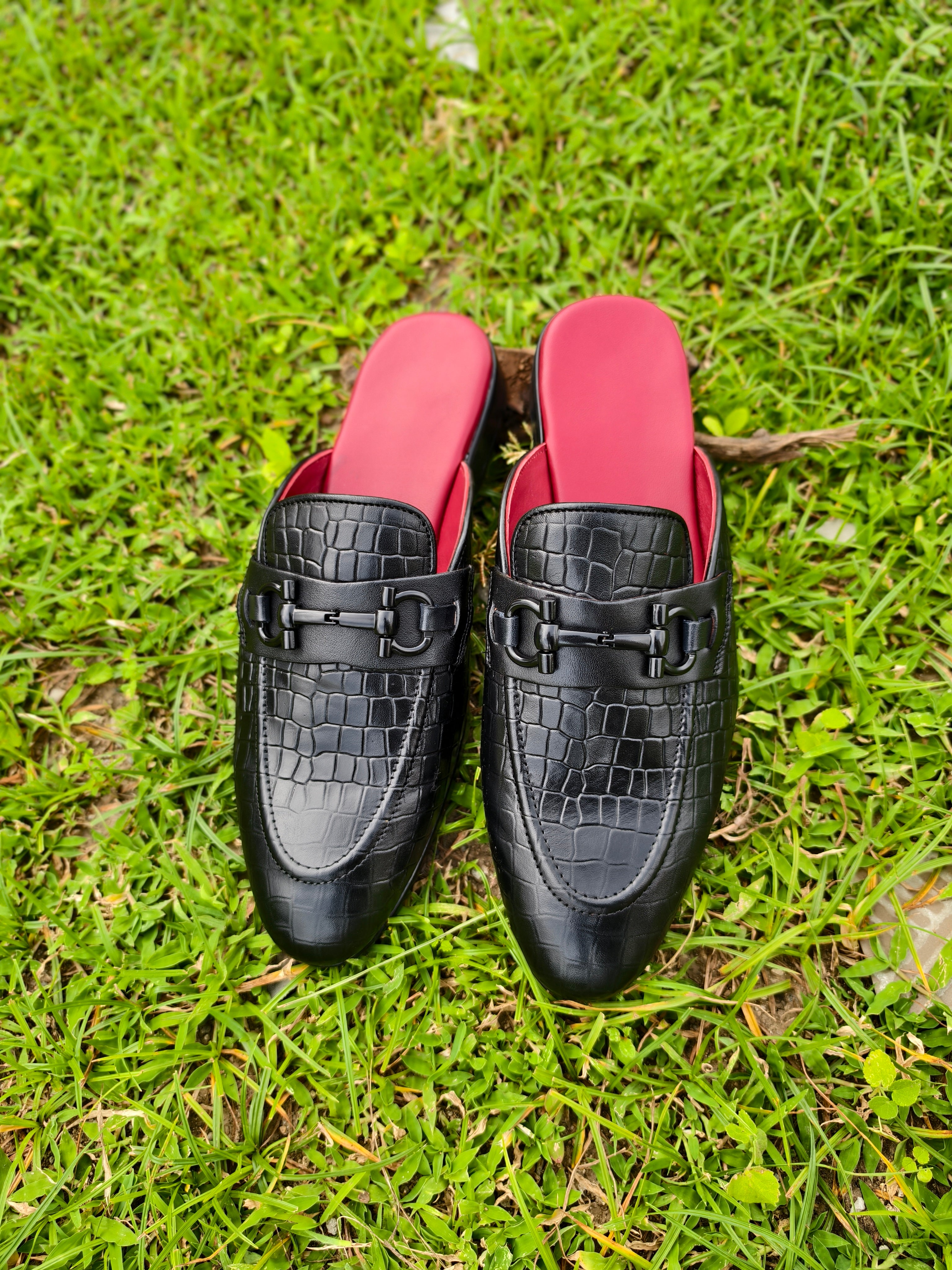 Mules Black Croco Print