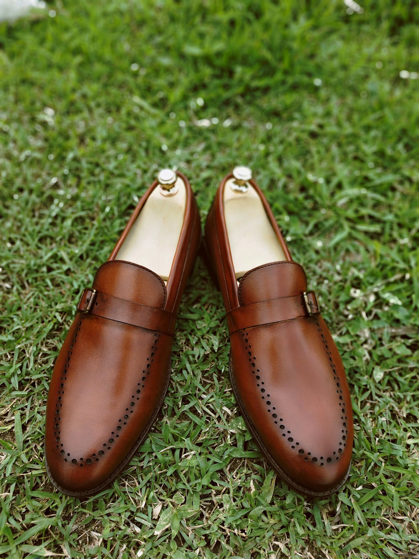 Slip Ons With Single Strap Tan Colour in Leather Sole