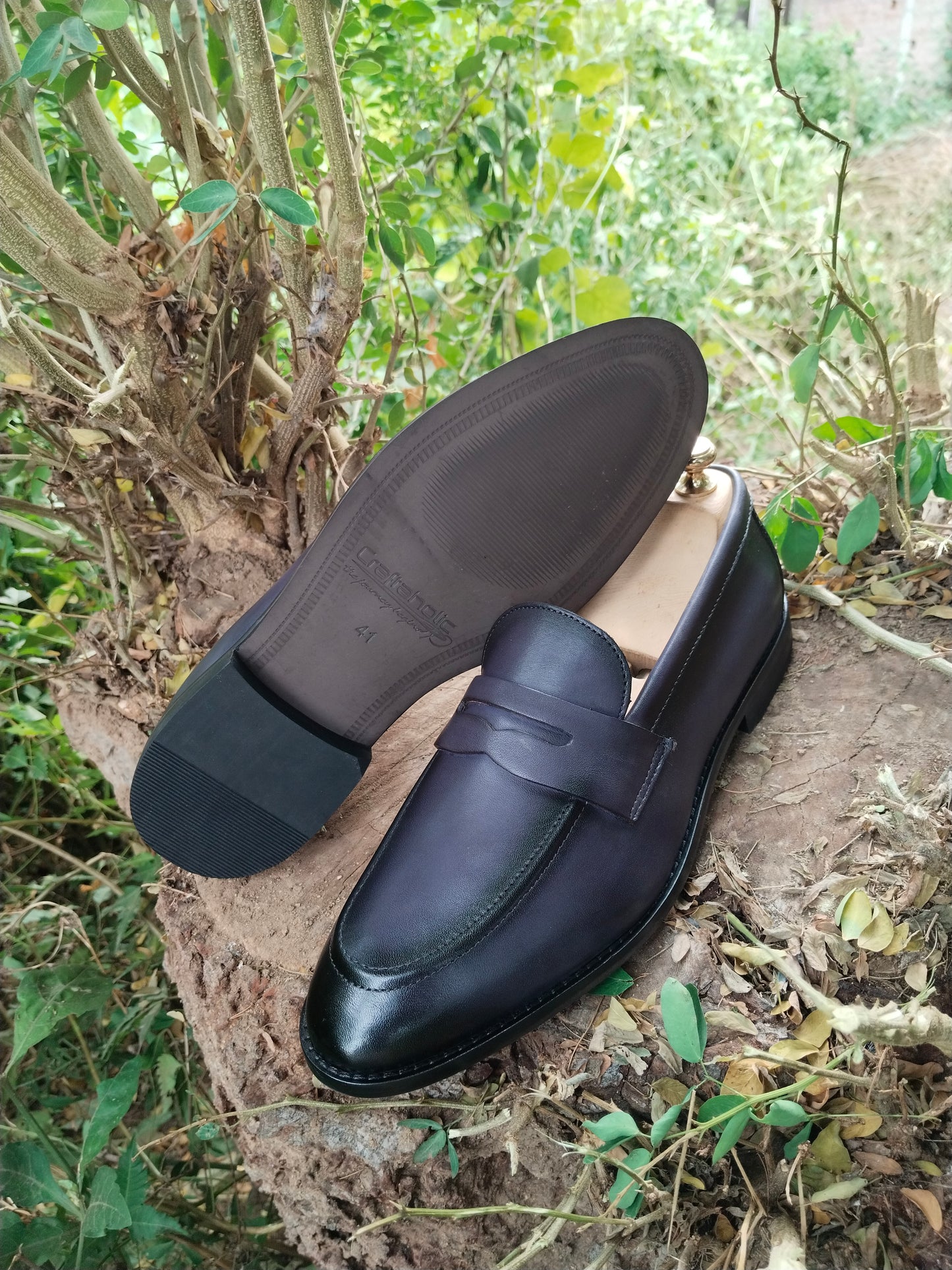 Penny Loafer in Grey Colour Patina Finished with Tunith Sole