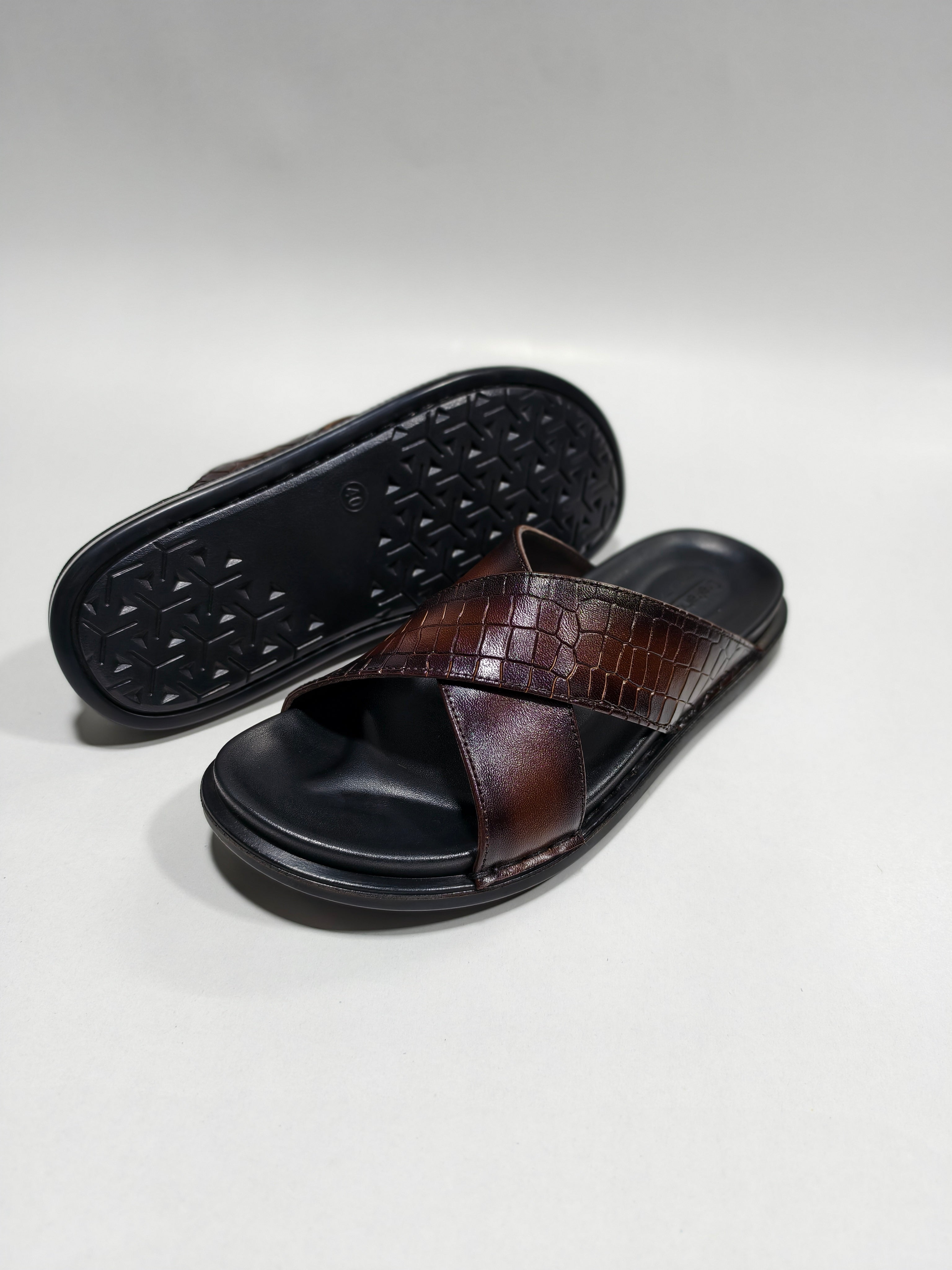 X slipper croco Brown