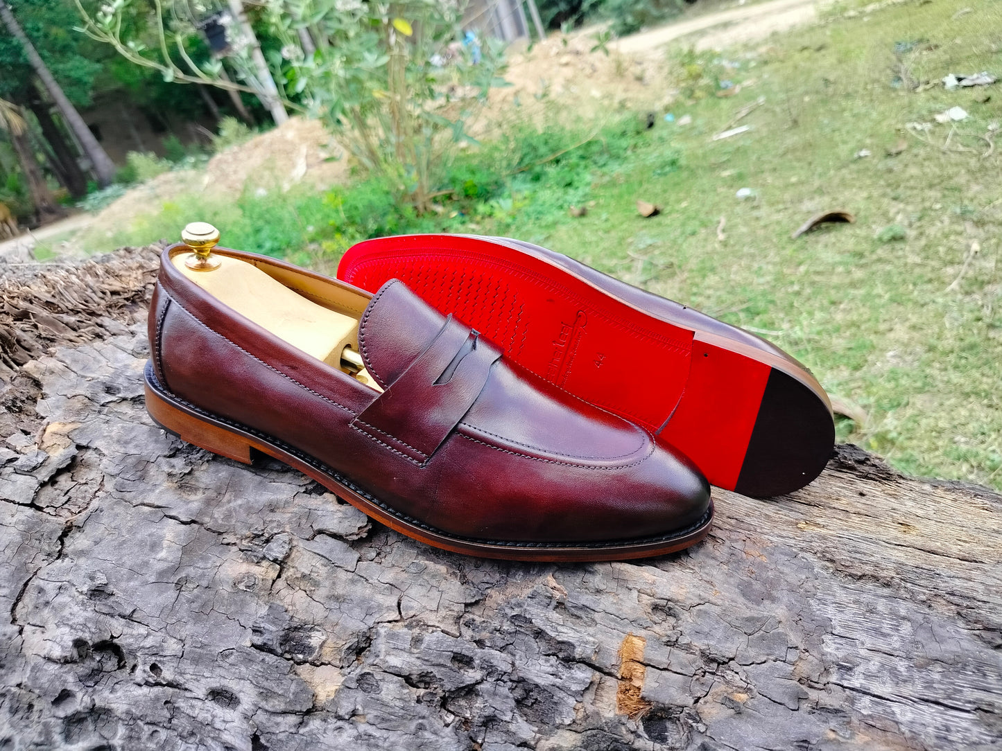 Brown Penny Loafers in Leather Sole