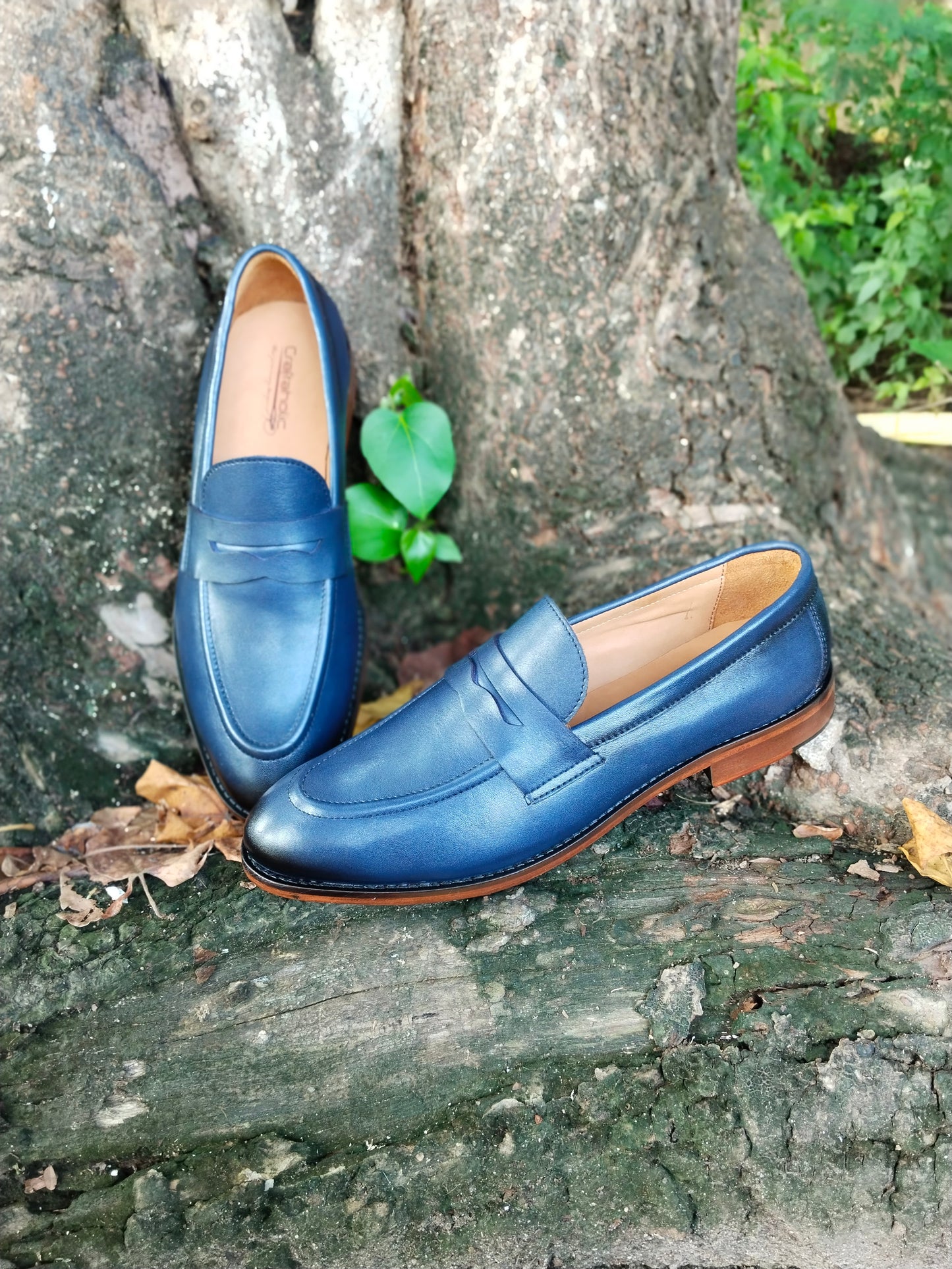 Blue Penny Loafer in Leather Sole