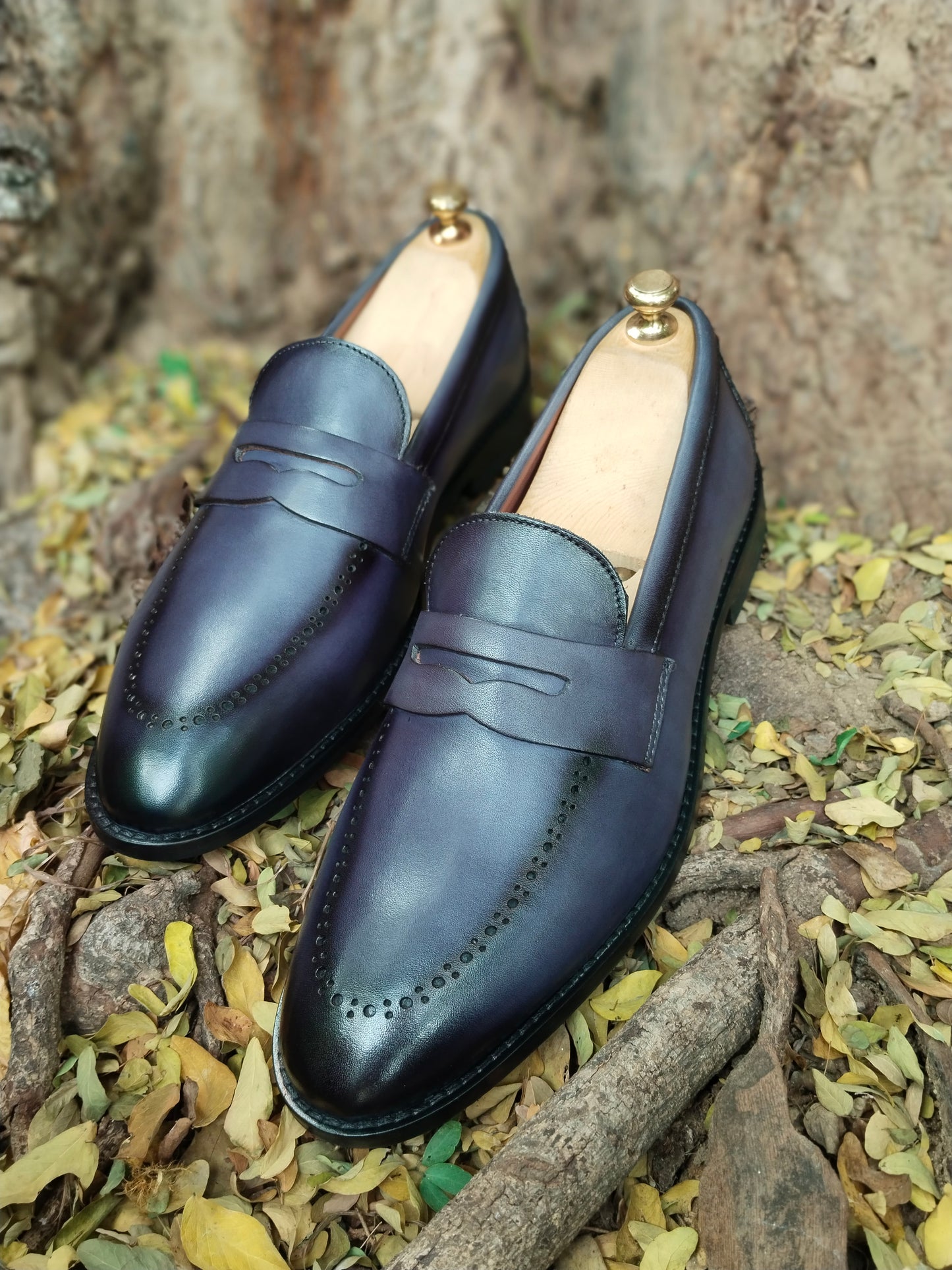 Penny Loafer in Grey Colour Patina Finished along with Brogues in Tunith Sole