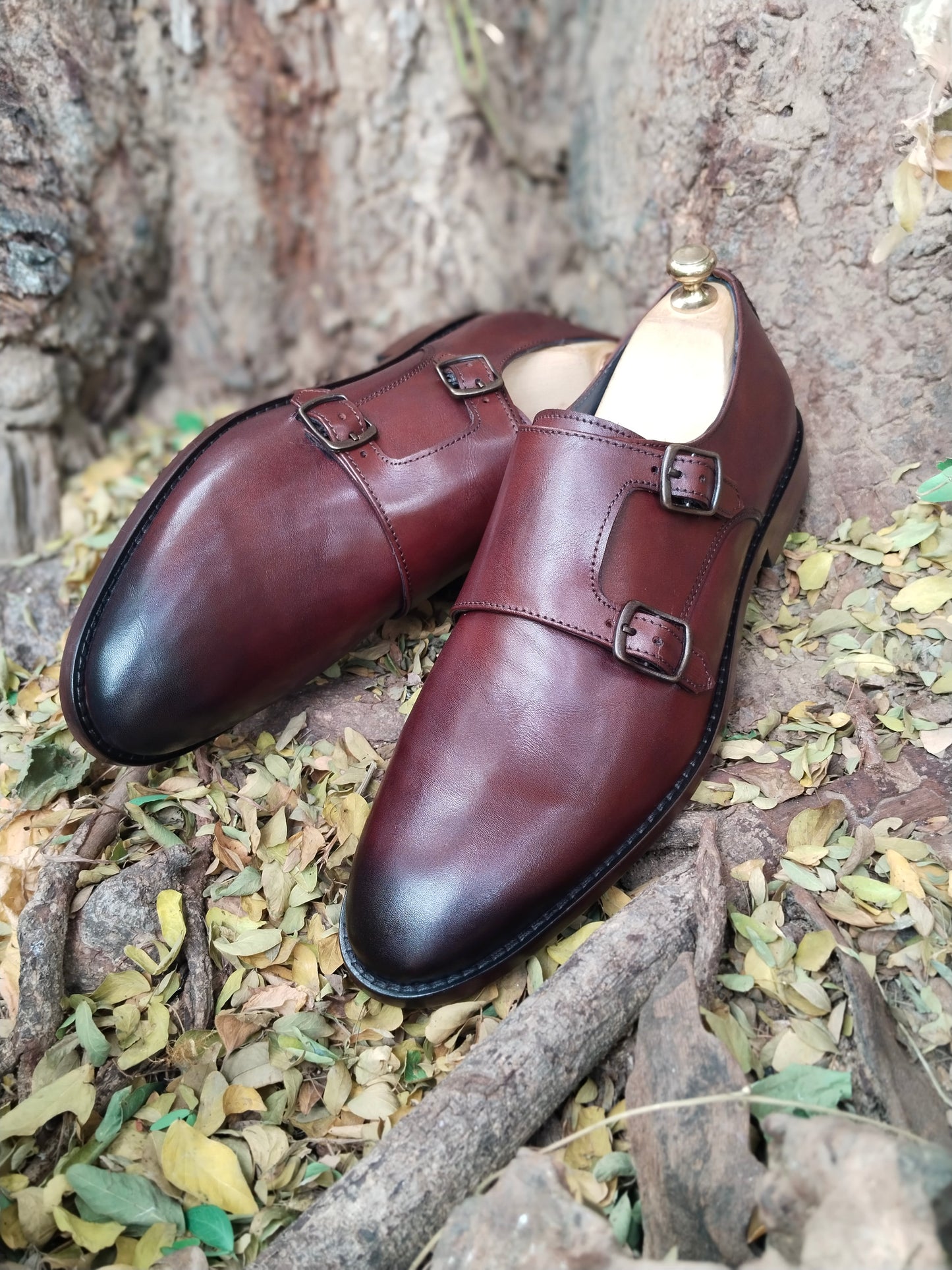 Double Monk Shoes BROWN colour in Tunith Sole