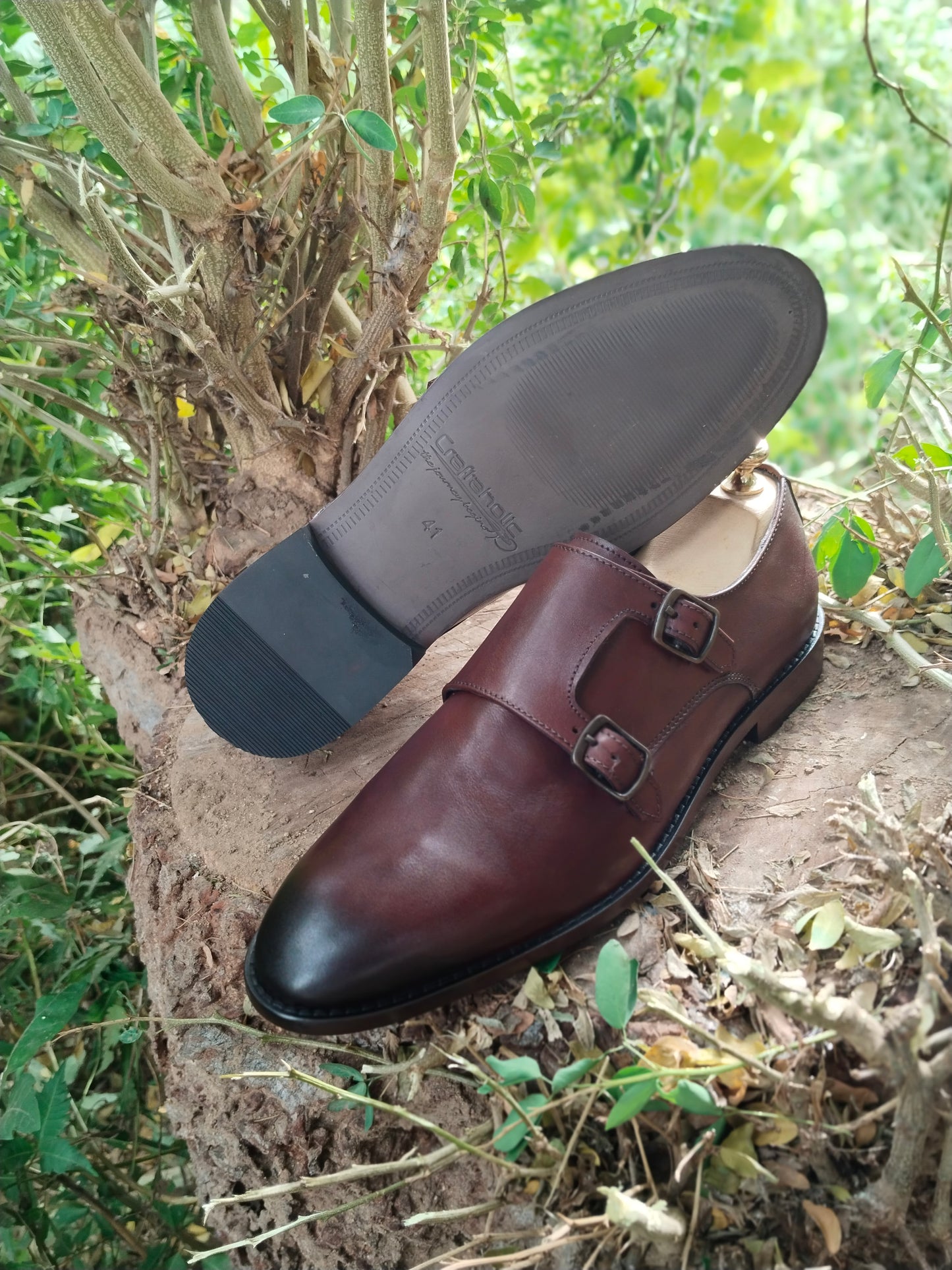 Double Monk Shoes BROWN colour in Tunith Sole