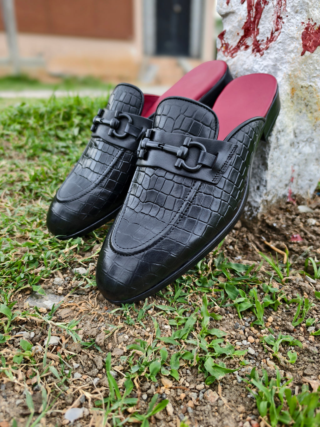 Mules Black Croco Print
