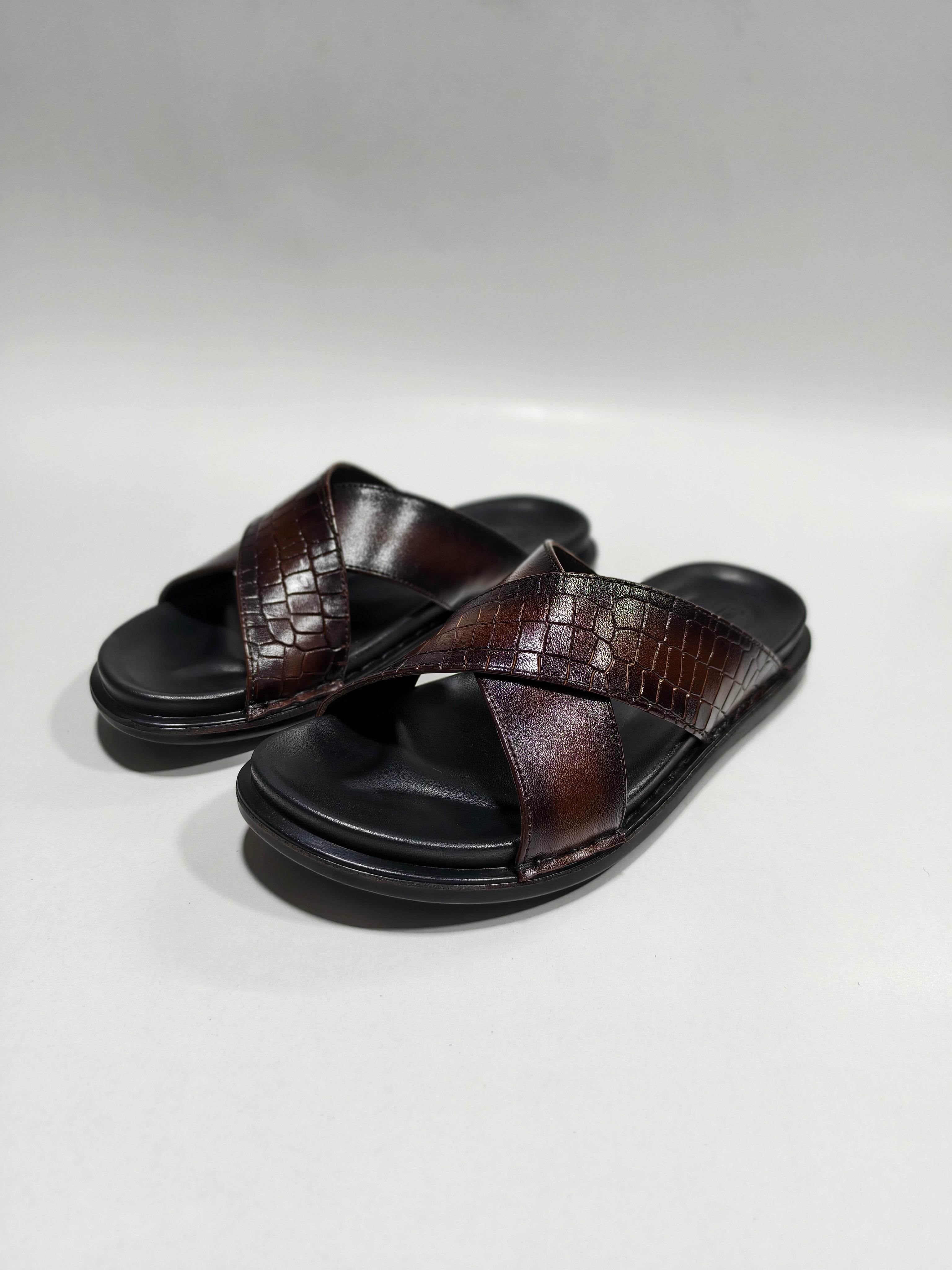 X slipper croco Brown