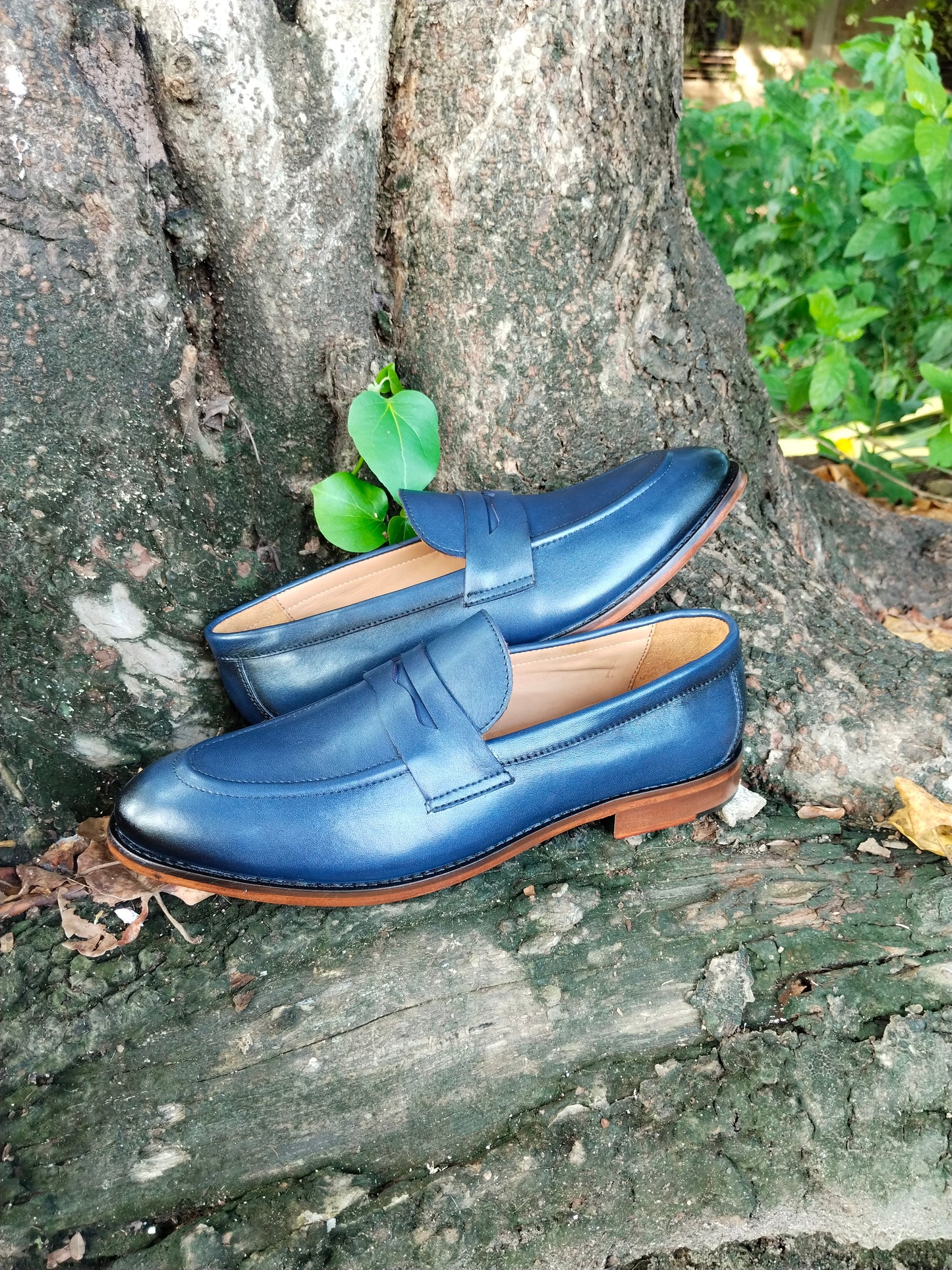 Blue Penny Loafer in Leather Sole