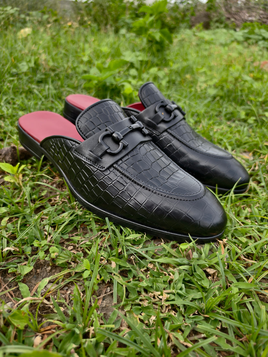 Mules Black Croco Print