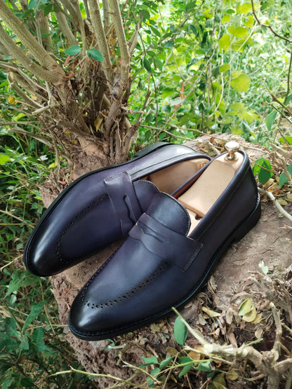 Penny Loafer in Grey Colour Patina Finished along with Brogues in Tunith Sole