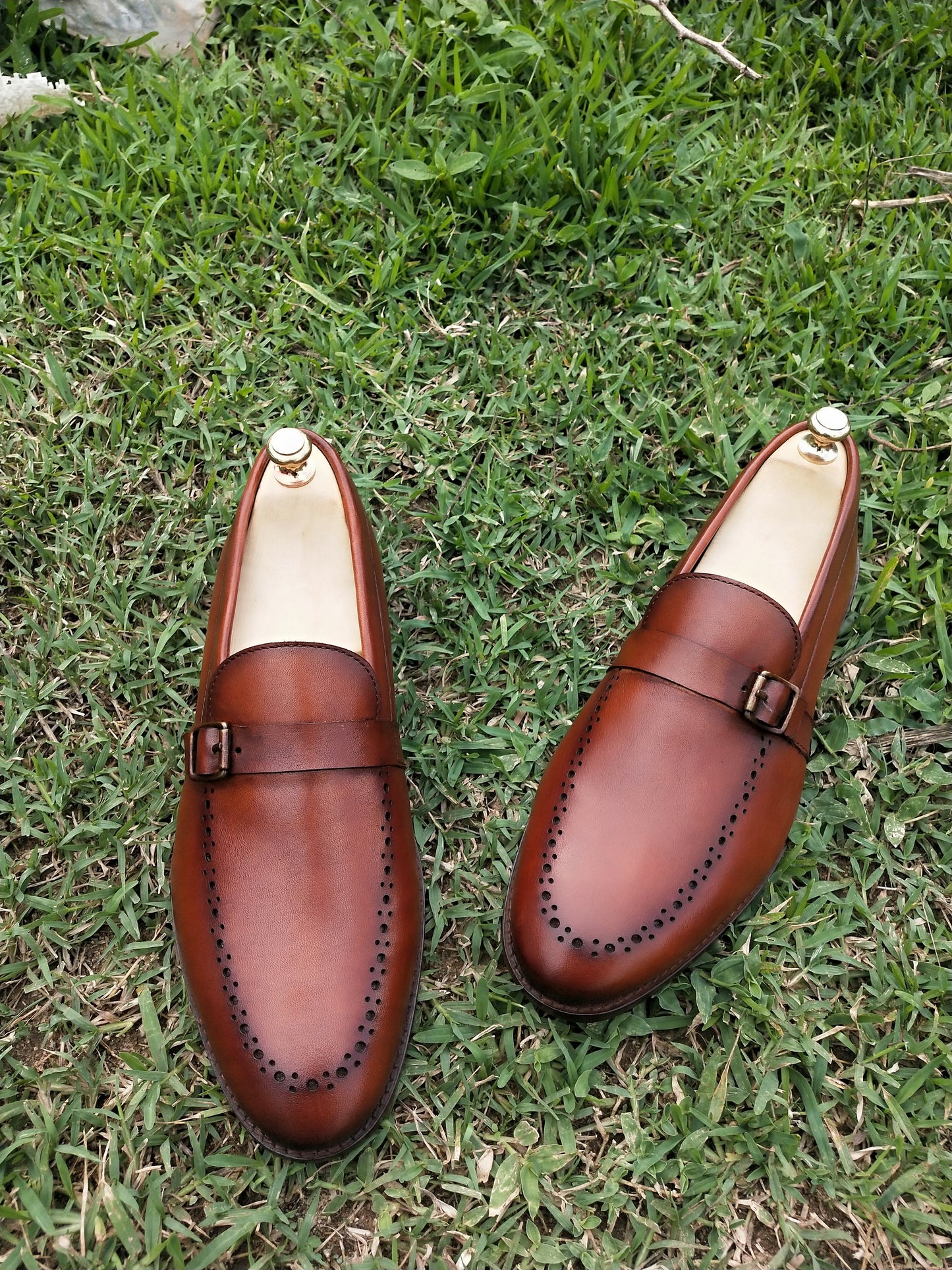 Slip Ons With Single Strap Tan Colour in Leather Sole