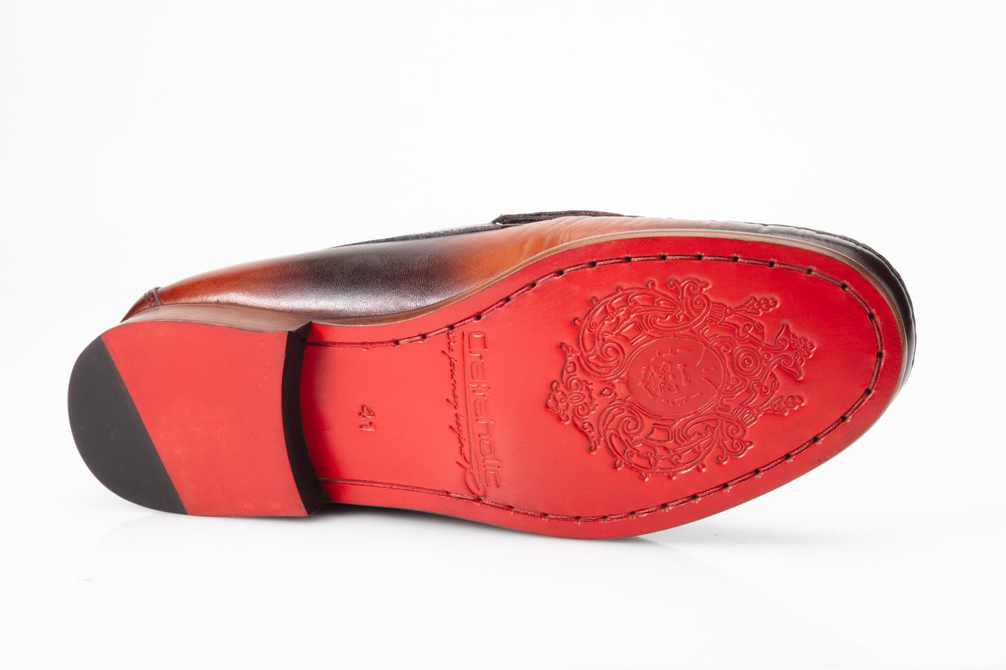 Dual Colour  Patina Finished Moccasins in Leather Sole