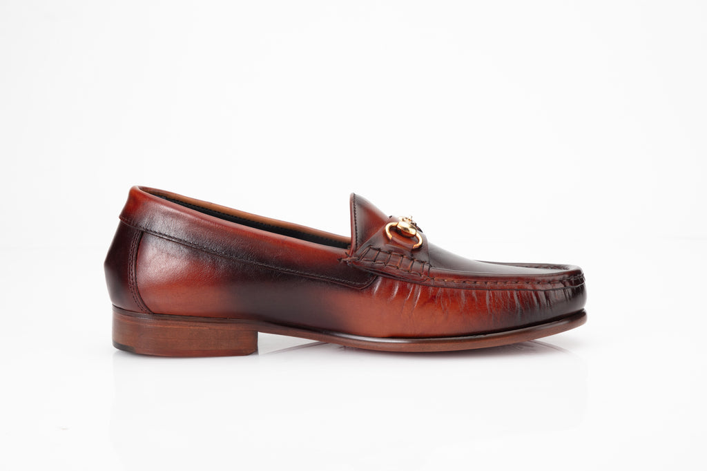 Dual Colour  Patina Finished Moccasins in Leather Sole