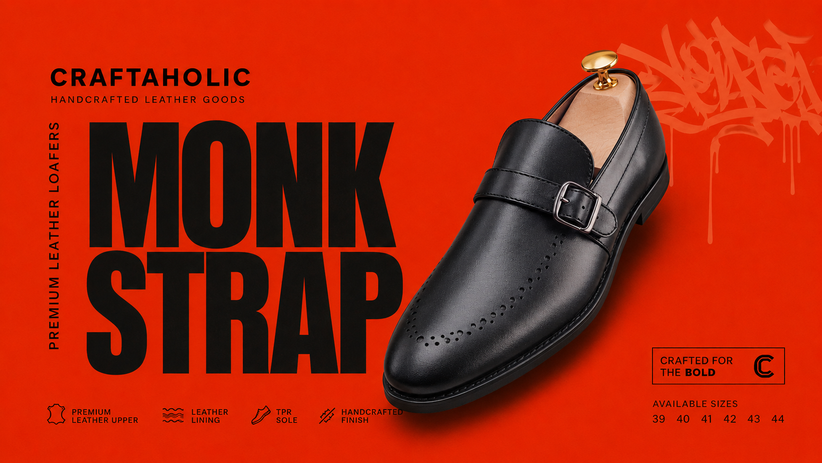 Black Slip Ons With Single Strap in Leather Sole